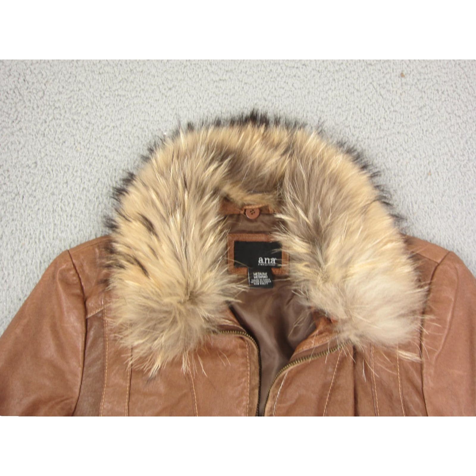Vintage ANA Leather Jacket Womens Medium Brown Full Zip Bomber 90s Jacket Mens Womens Boys Girls Size M / US 6-8 / IT 42-44 - 2 Thumbnail