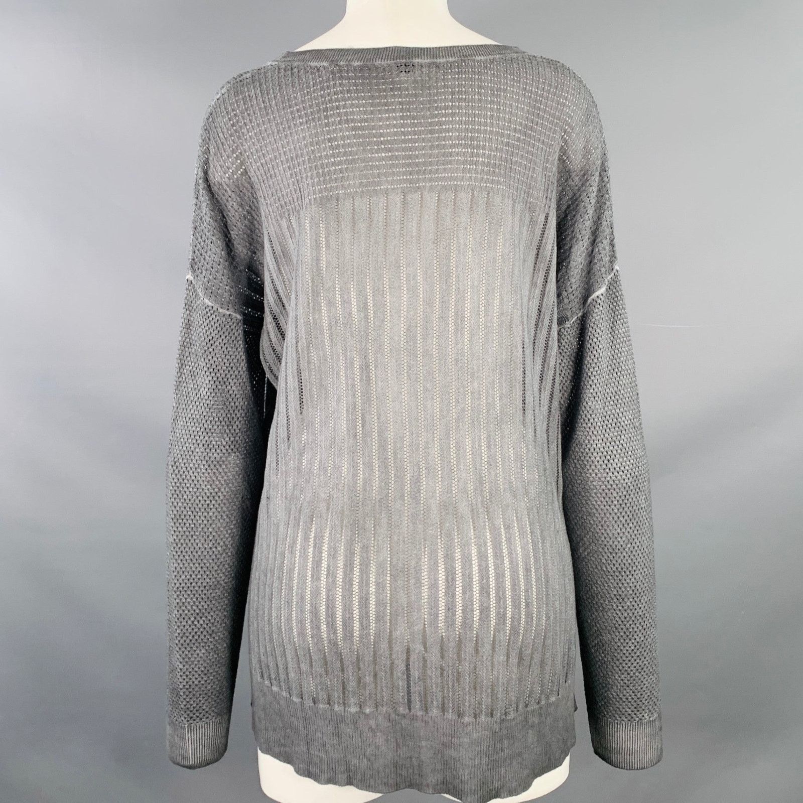 Other M Grey Cotton Waffle Knit Long Sleeve Casual Top Size M / US 6-8 / IT 42-44 - 4 Thumbnail