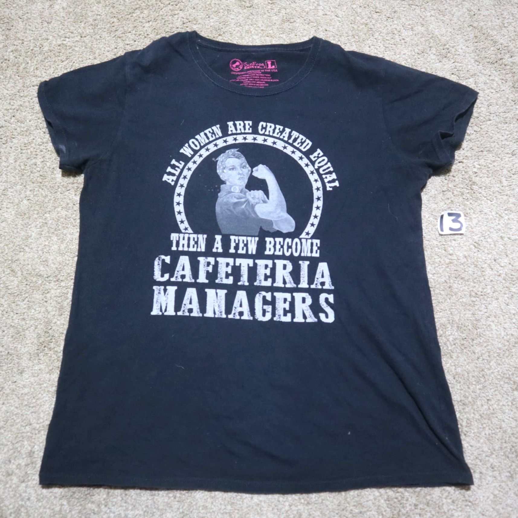 Vintage VINTAGE Rosie the Riveter Food Service T-Shirt Womens Large Black 90s Cafeteria Gift Size L / US 10 / IT 46 - 2 Thumbnail