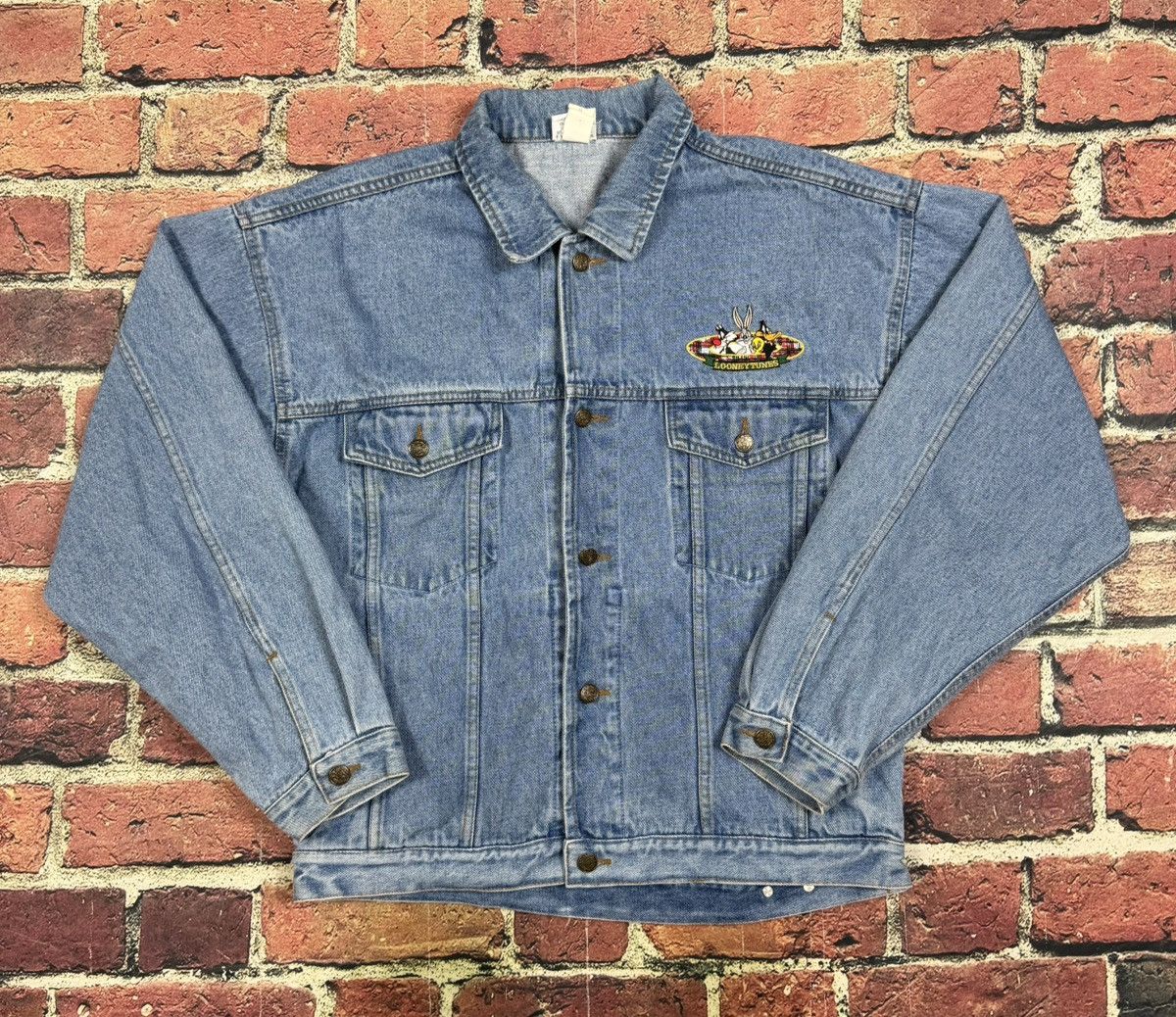 Warner Bros Vintage Looney Tunes Blue Denim Trucker Jacket Tweety Bugs Size US M / EU 48-50 / 2 - 2 Thumbnail