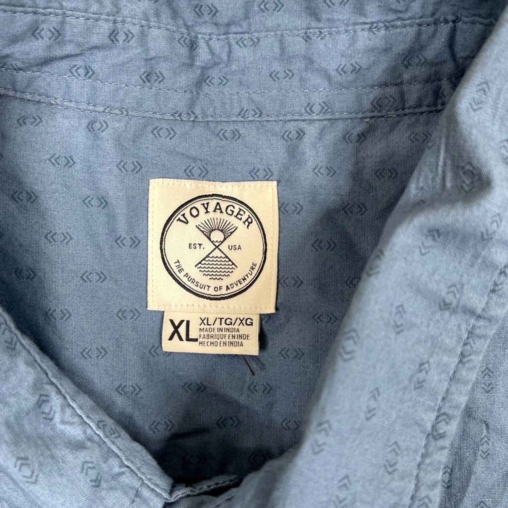 Vintage Voyager Button Up Shirt Men's XL Blue Short Sleeve Collared Pocket Preppy Size US XL / EU 56 / 4 - 3 Thumbnail