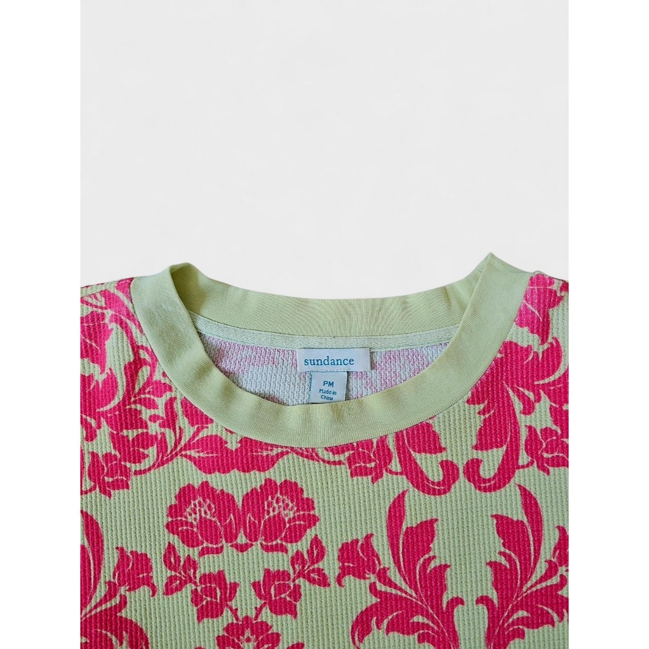 Other Sundance Ribbed Floral Boho Long Sleeve Top in Pink & Mint Size M / US 6-8 / IT 42-44 - 4 Thumbnail