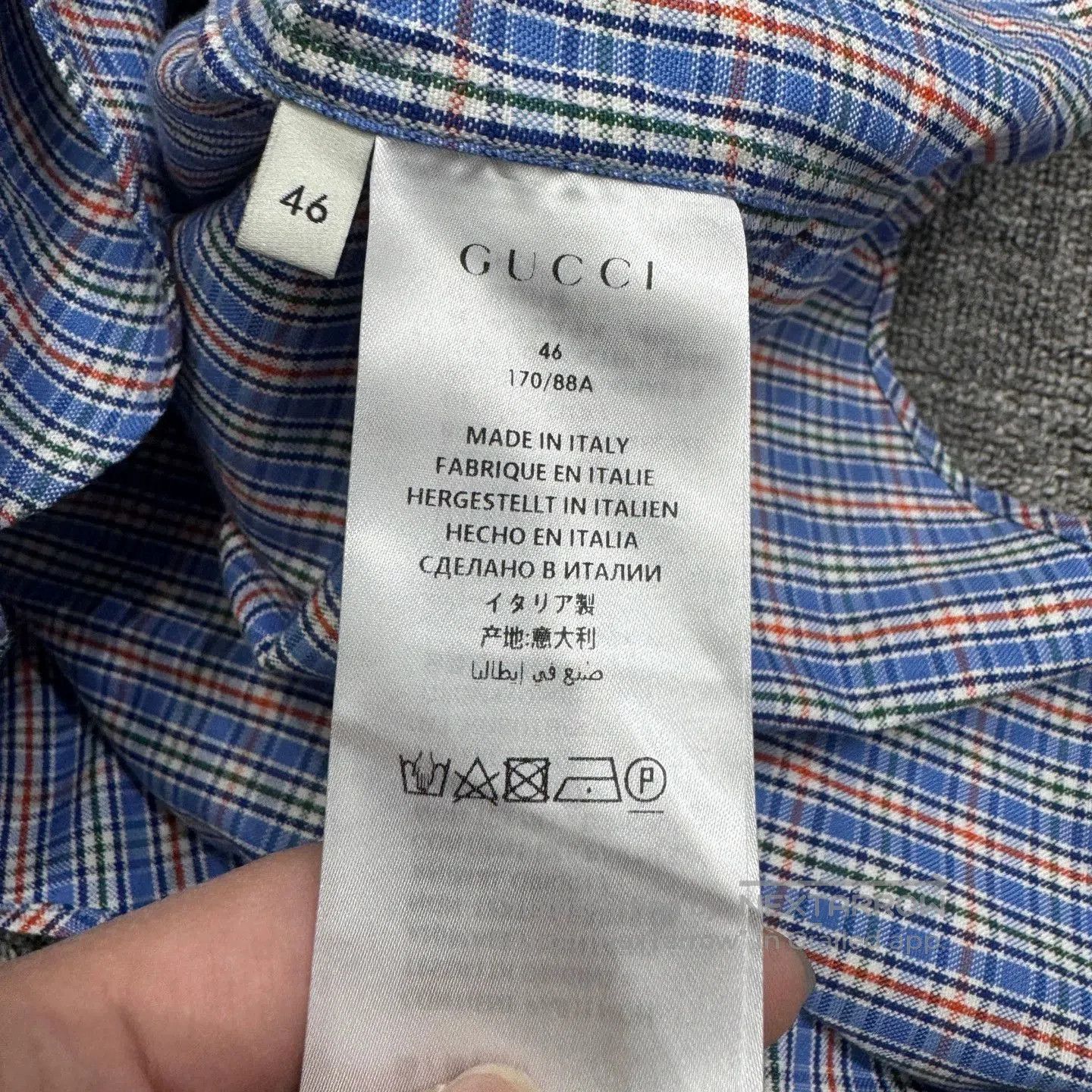 Gucci Blue Checkered Long Sleeve Button-Up Shirt. Size US S / EU 44-46 / 1 - 4 Thumbnail