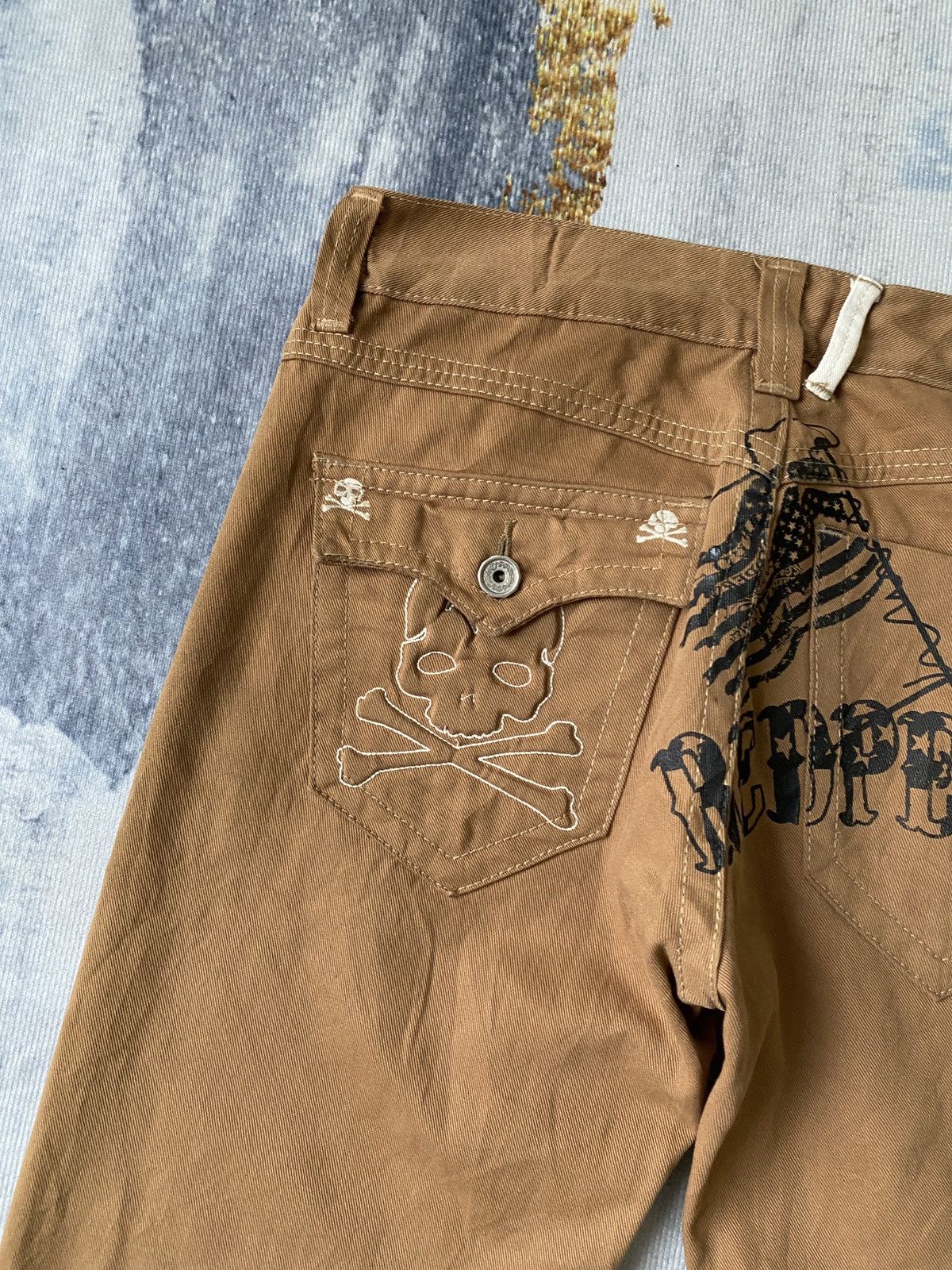 Japanese Brand × Le Grande Bleu (L.G.B.) × Tornado Mart Red Pappers Skull Design Ed Hardy Style Distressed Pant Size US 34 / EU 50 - 14 Thumbnail