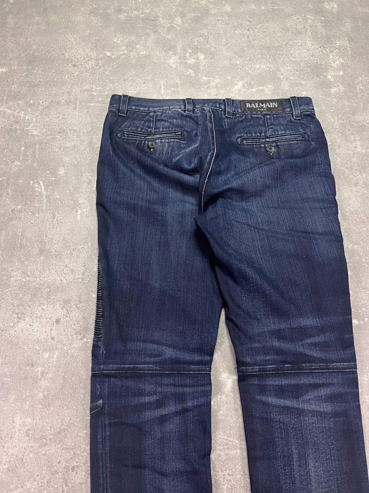 Balmain Balmain Paris Navy Dark Blue Zip Pockets Biker Jeans 31 Size US 31 - 11 Thumbnail