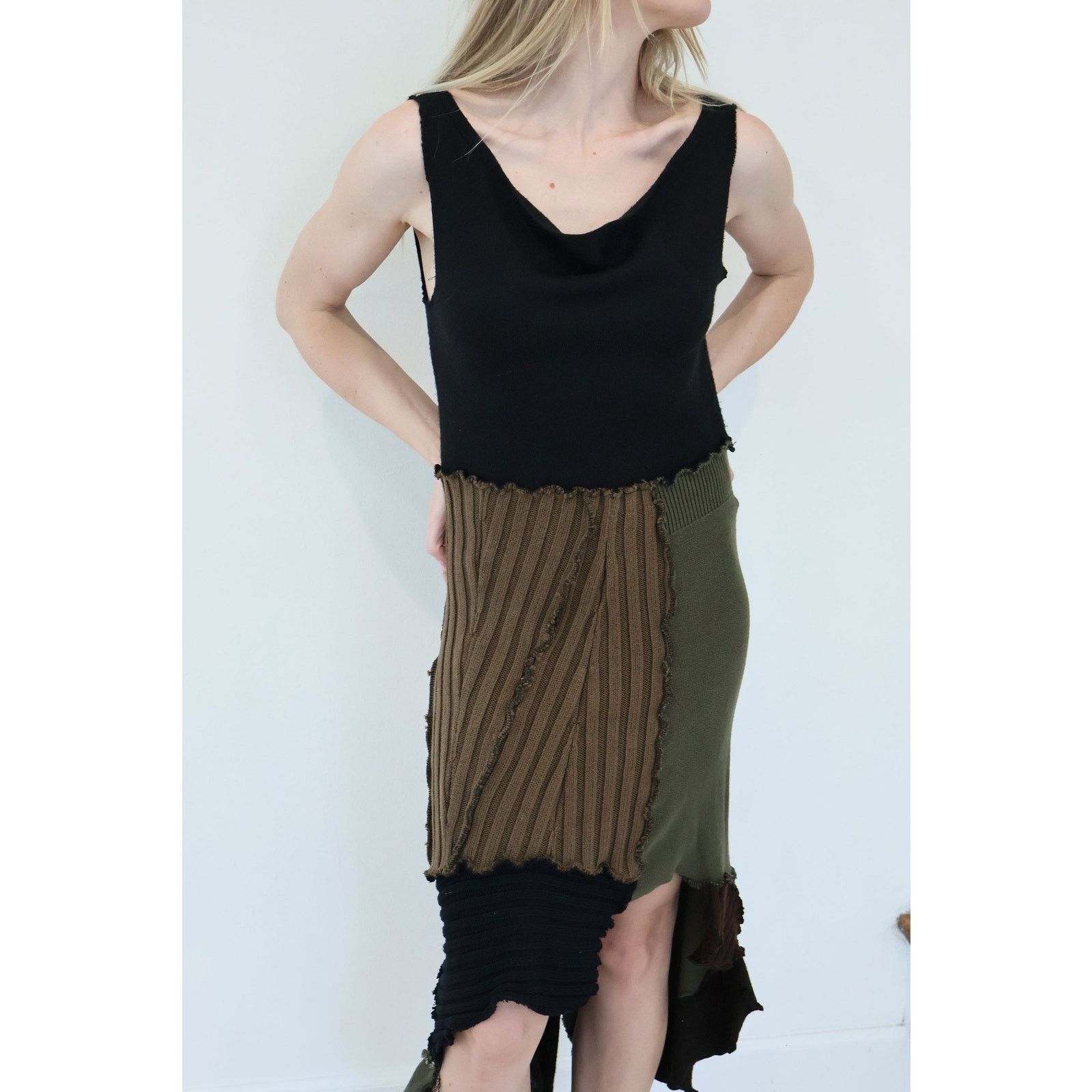Vintage Y2K Handmade Knit Patchwork Asymmetrical Maxi Size M / US 6-8 / IT 42-44 - 3 Thumbnail