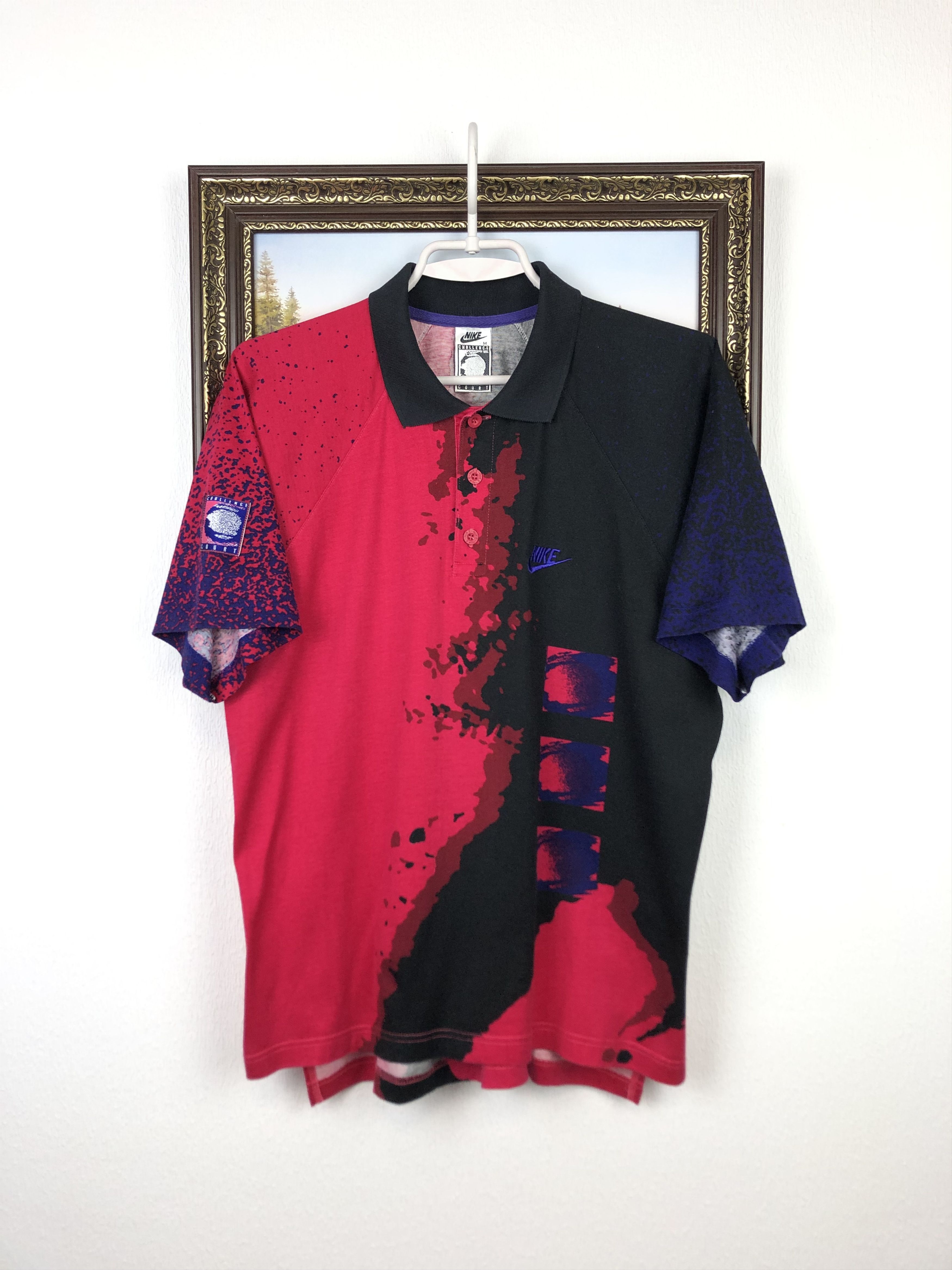 Vintage 90's Nike Challenge Court Agassi Tennis Polo Shirt