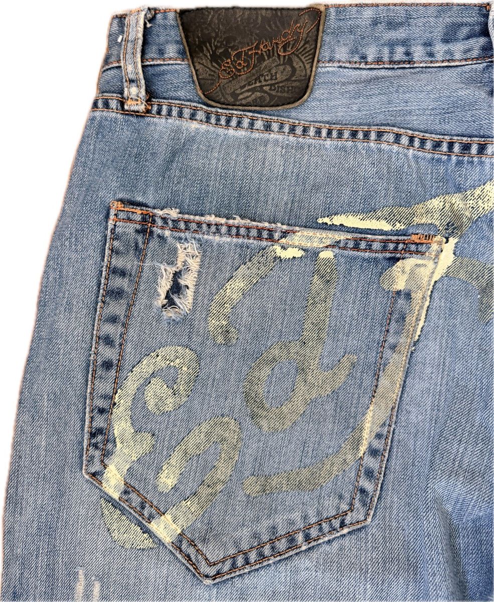 Ed Hardy Distressed Ed Hardy Spelled Out Jeans Size US 36 / EU 52 - 3 Thumbnail