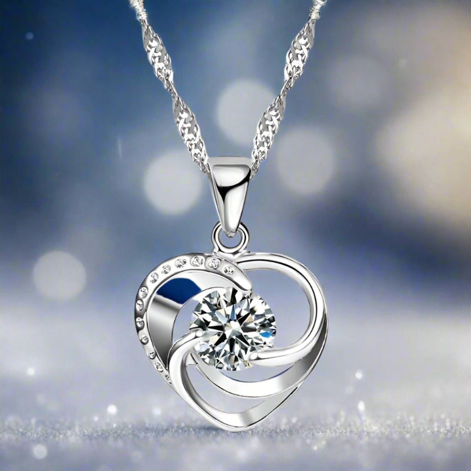 Other 925 Sterling Silver Heart Necklace & Earrings Set Size ONE SIZE - 3 Thumbnail