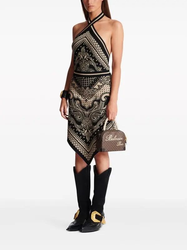 Balmain o1s1wg110825 Halterneck Knitted Midi Dress in Black Size M / US 6-8 / IT 42-44 - 2 Thumbnail