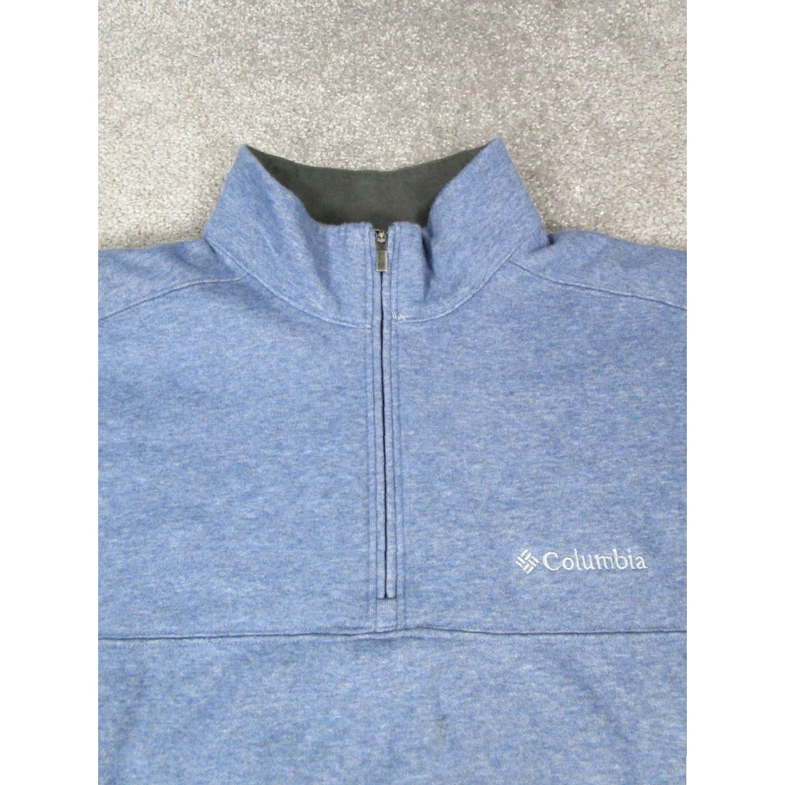 Vintage Columbia Sweater Mens Large Blue Mock Neck Pullover Fleece Cotton Half Zip Ski Hiking Golf Camp Union Casual Size US L / EU 52-54 / 3 - 2 Thumbnail
