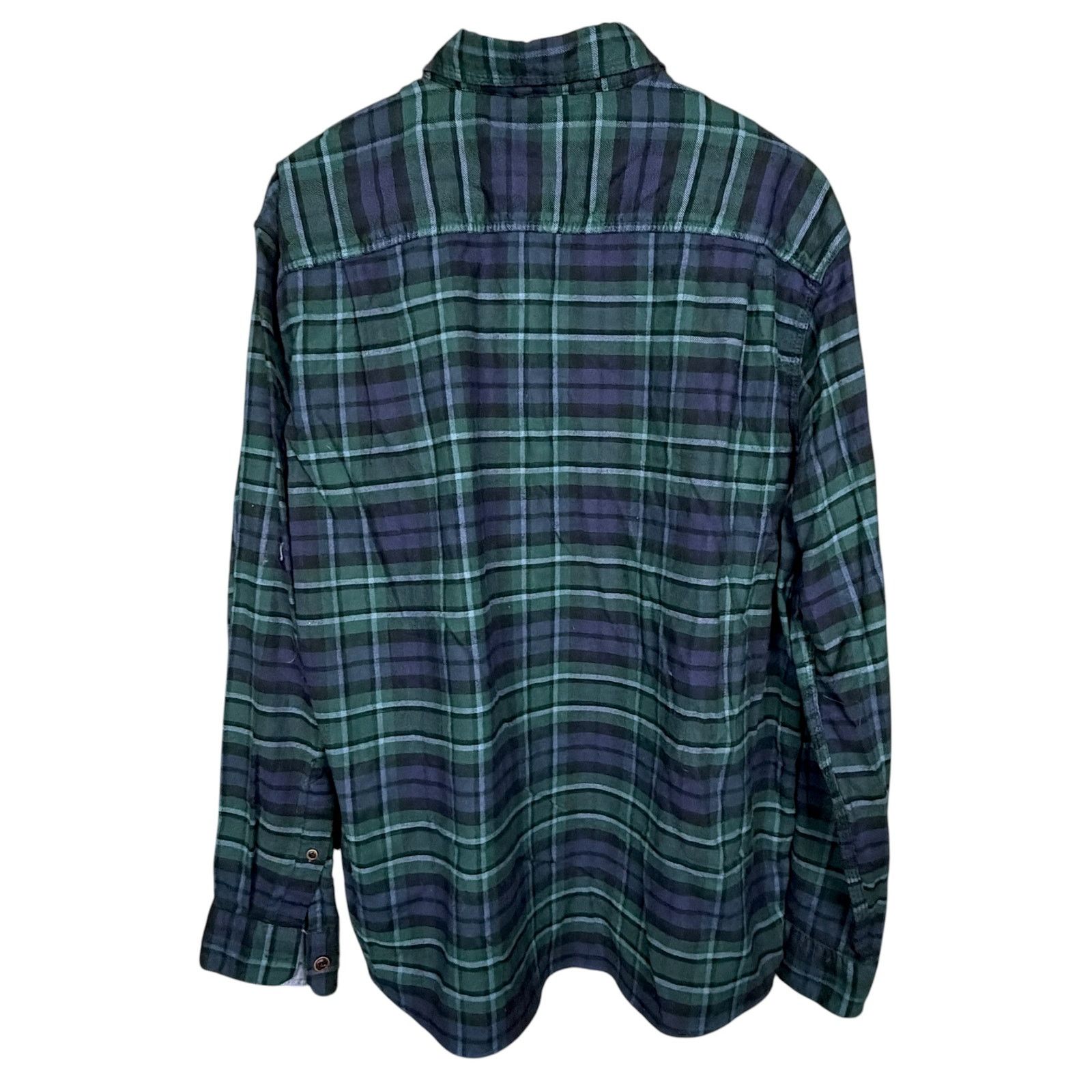 L.L. Bean Vintage LL Bean Men's Large Green Blue Flannel Button Down Size US L / EU 52-54 / 3 - 2 Thumbnail