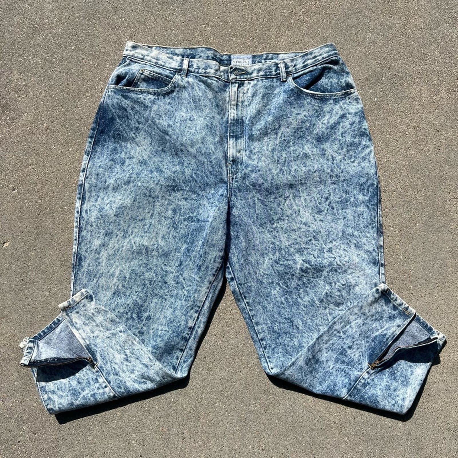 Image of Vintage 80's 90's Venezia Acid Wash High Rise Mom Jeans Ankle Zip in Blue, Women's (Size 41)