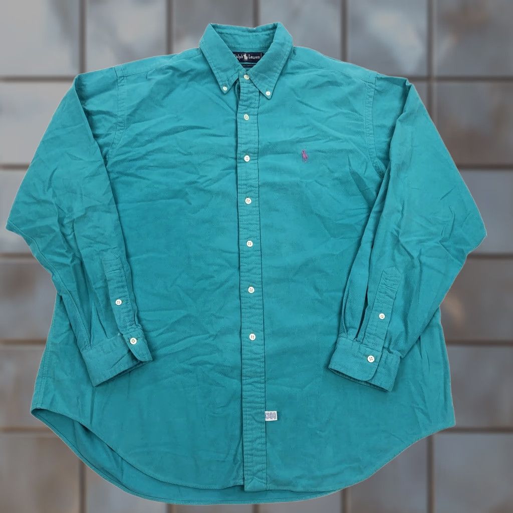 Ralph Lauren Ralph Lauren Men's XL Button-Down Shirt Teal Long Sleeve Pony Chamios Flannel Embroidered Logo Polo Pony Size US XL / EU 56 / 4 - 1 Thumbnail