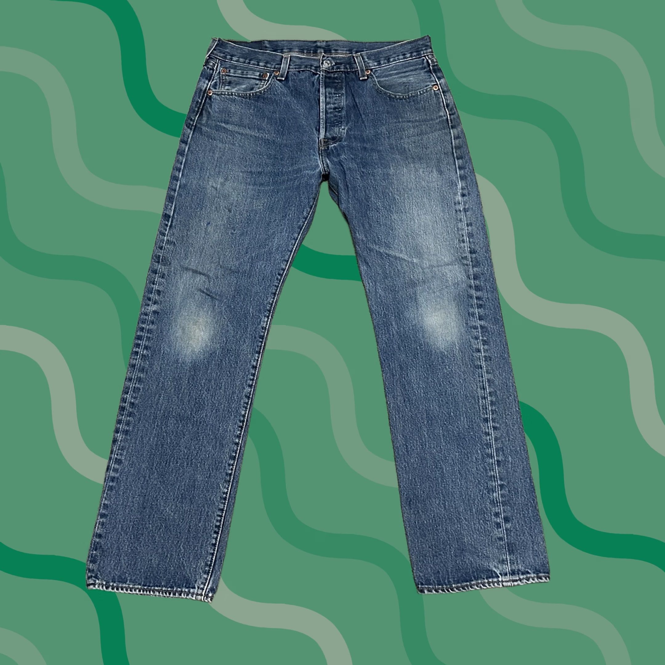 Levi's Levi's 501 Jeans Mens 33x30 Button Fly Straight Leg Denim Blue Medium Wash Pants 80s 90s Size US 33 - 1 Thumbnail