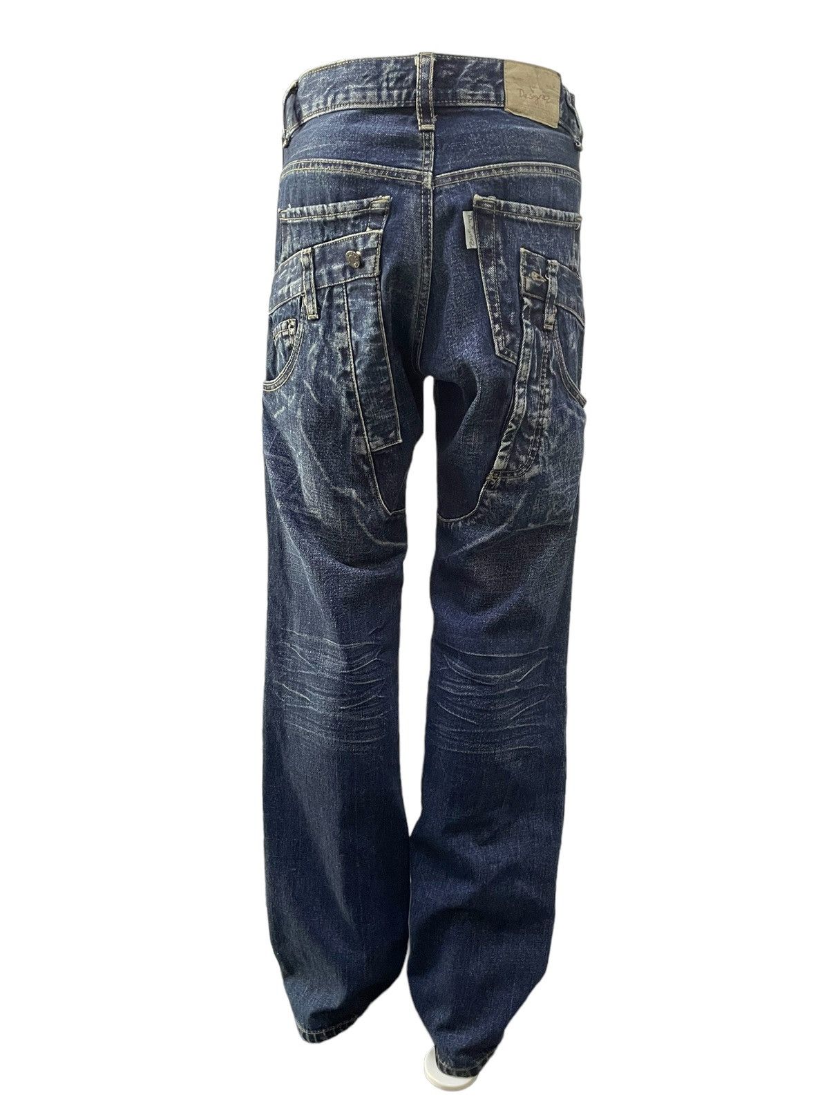 Japanese Brand Designez Japan Asymmetrical illustration Back At Front Jeans Size US 31 - 5 Thumbnail
