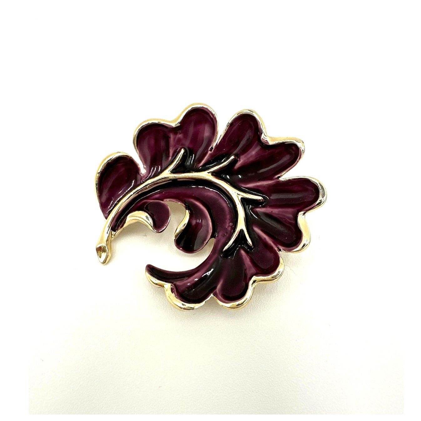 Other VTG Purple Enamel Leaf Fern Brooch Autumn Fall Gold Pin Size ONE SIZE - 1 Thumbnail