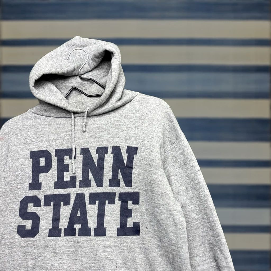 Penn VINTAGE Russell Hoodie Mens L Gray Lightweight 80s Penn State Sweatshirt Pullover Hooded Size US L / EU 52-54 / 3 - 1 Thumbnail