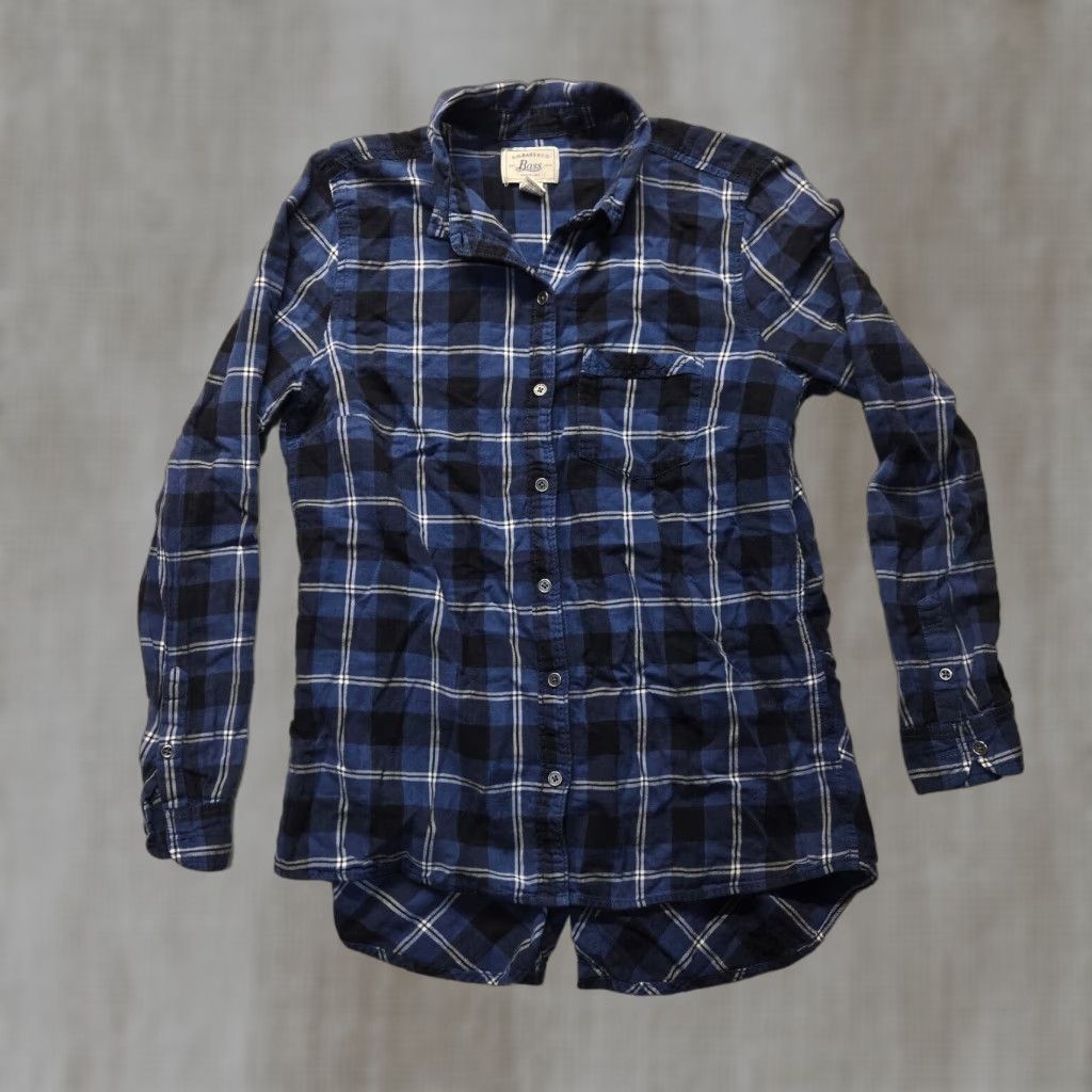 Vintage G.H. Bass & Co. Shirt Women M Blue Plaid Long Sleeve Collared 100% Cotton Blouse Top, Classic Fit Size M / US 6-8 / IT 42-44 - 1 Thumbnail