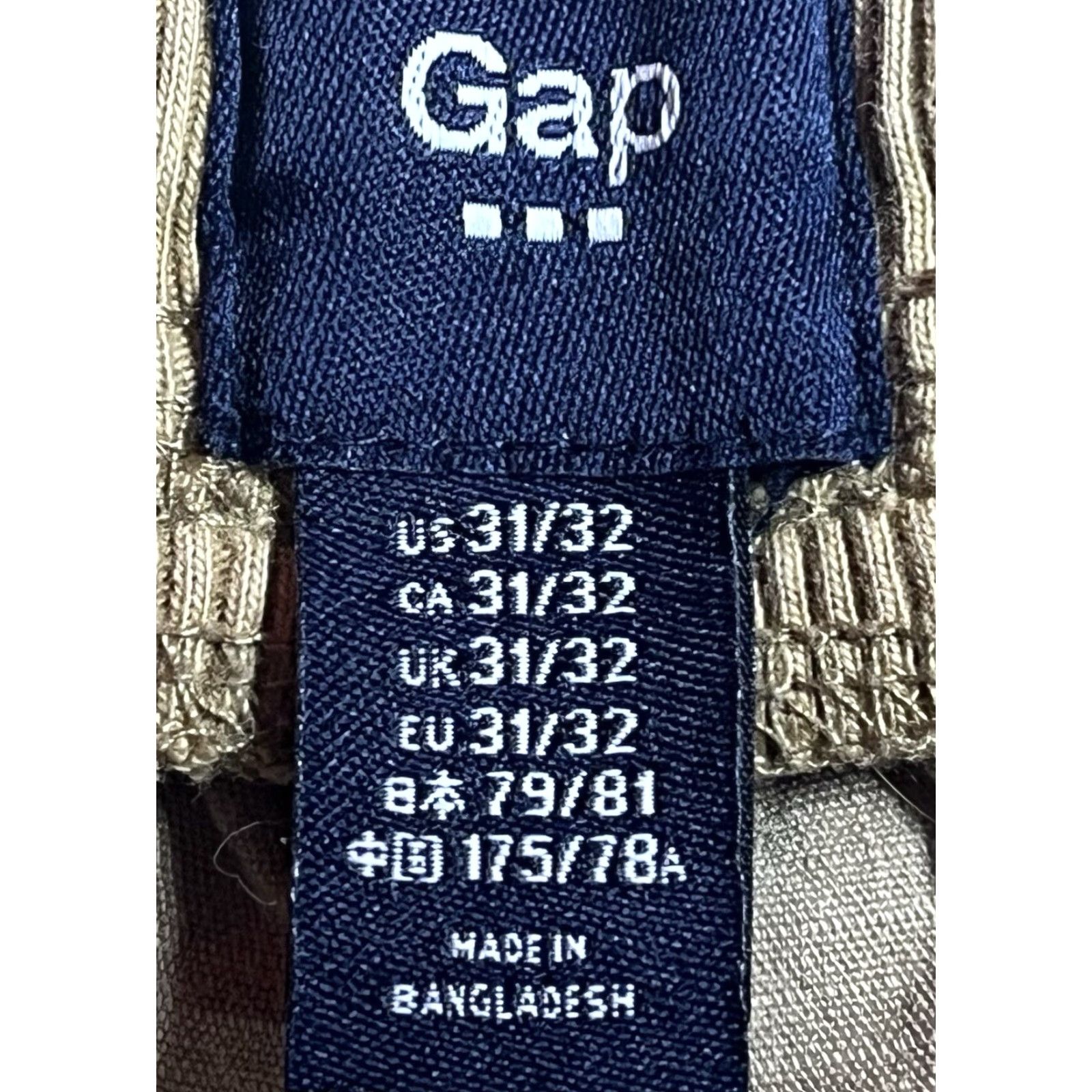 Gap GAP PantsCargo Mens 31/32 Beige Elastic Waist Straight Leg Cotton Cargo Pocket Gap 1969 Front Flat Front Regular Fit Mens Size US 31 - 6 Thumbnail