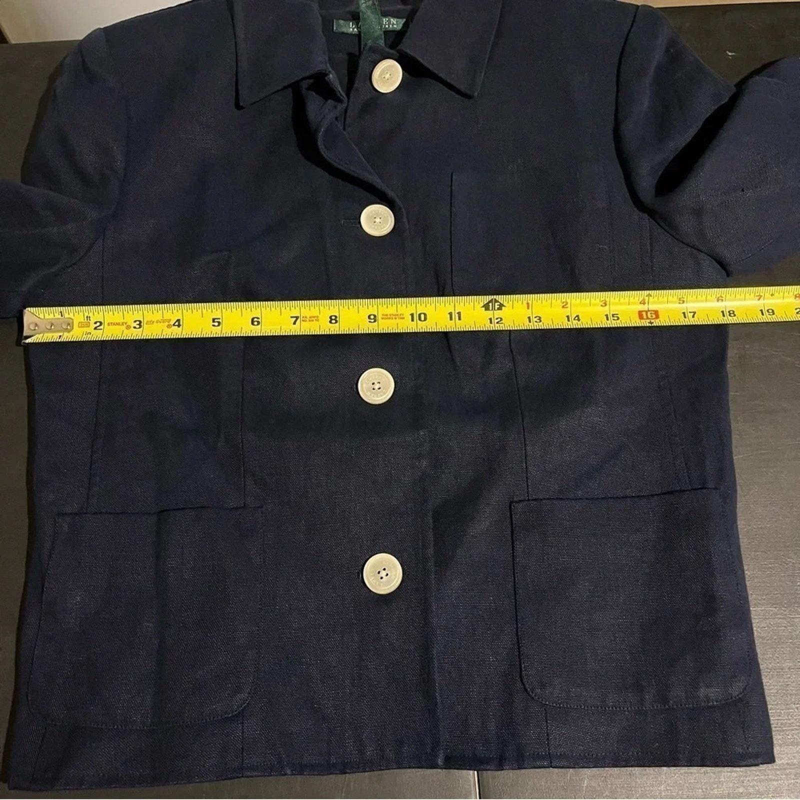 Lauren Ralph Lauren Ralph Lauren Women's Navy Blue 100% Linen Lined Blazer Sz 8 Size M / US 6-8 / IT 42-44 - 6 Thumbnail