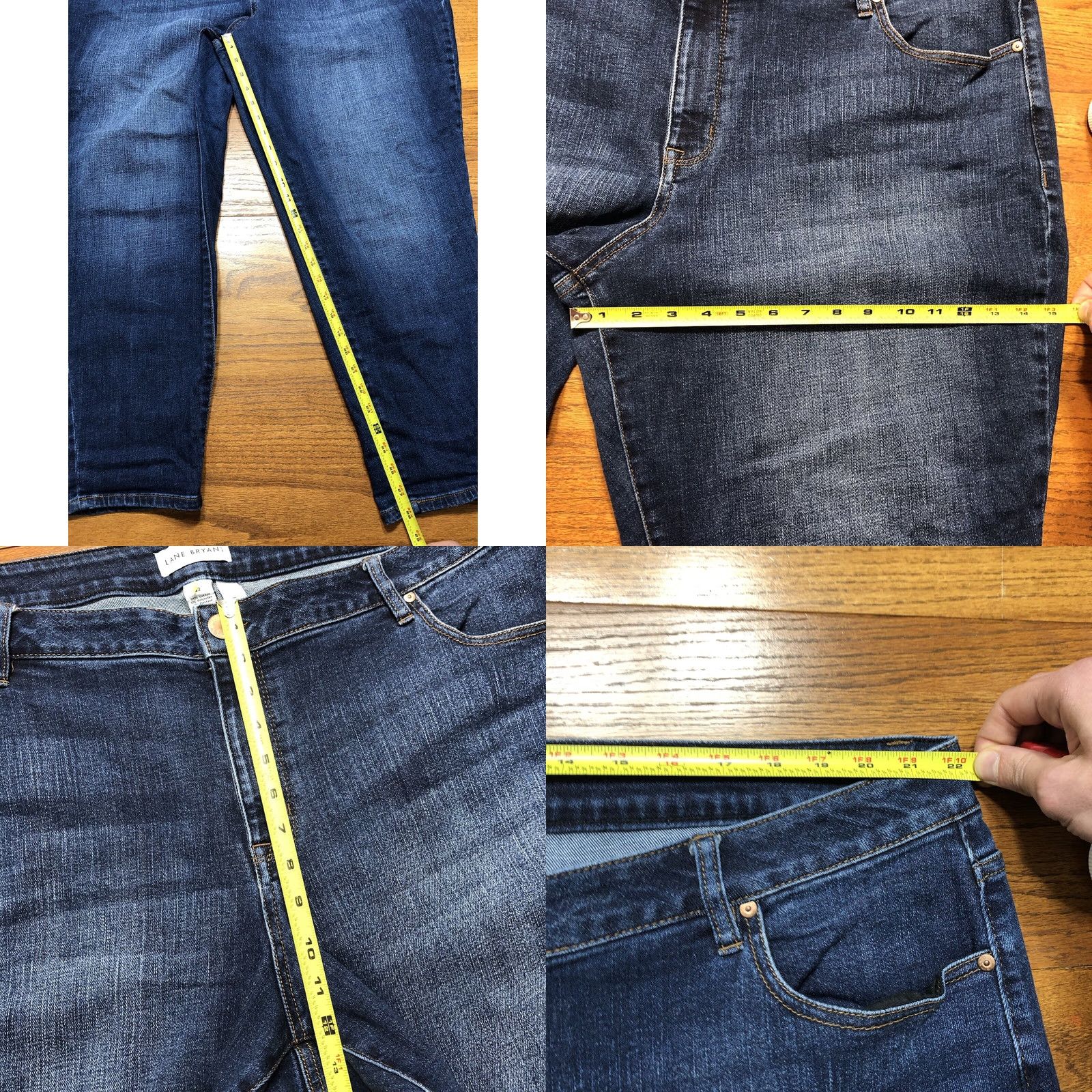 Vintage Lane Bryant Jeans Womens Plus 22 Dark Wash Low Rise Boyfriend Blue Denim 90s College Womens Jeans Size 40" / US 18 - 8 Thumbnail