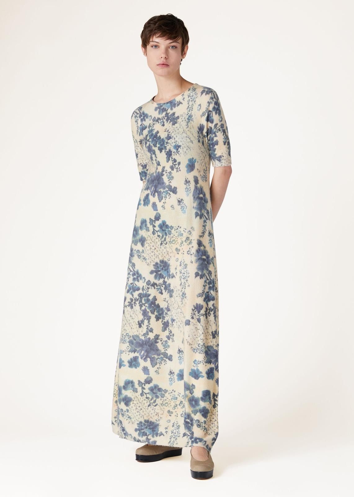 Loro Piana o1srvl11e0125 FAO0068 Roundneck Hill Dress in Blue & Ivory Size M / US 6-8 / IT 42-44 - 6 Thumbnail
