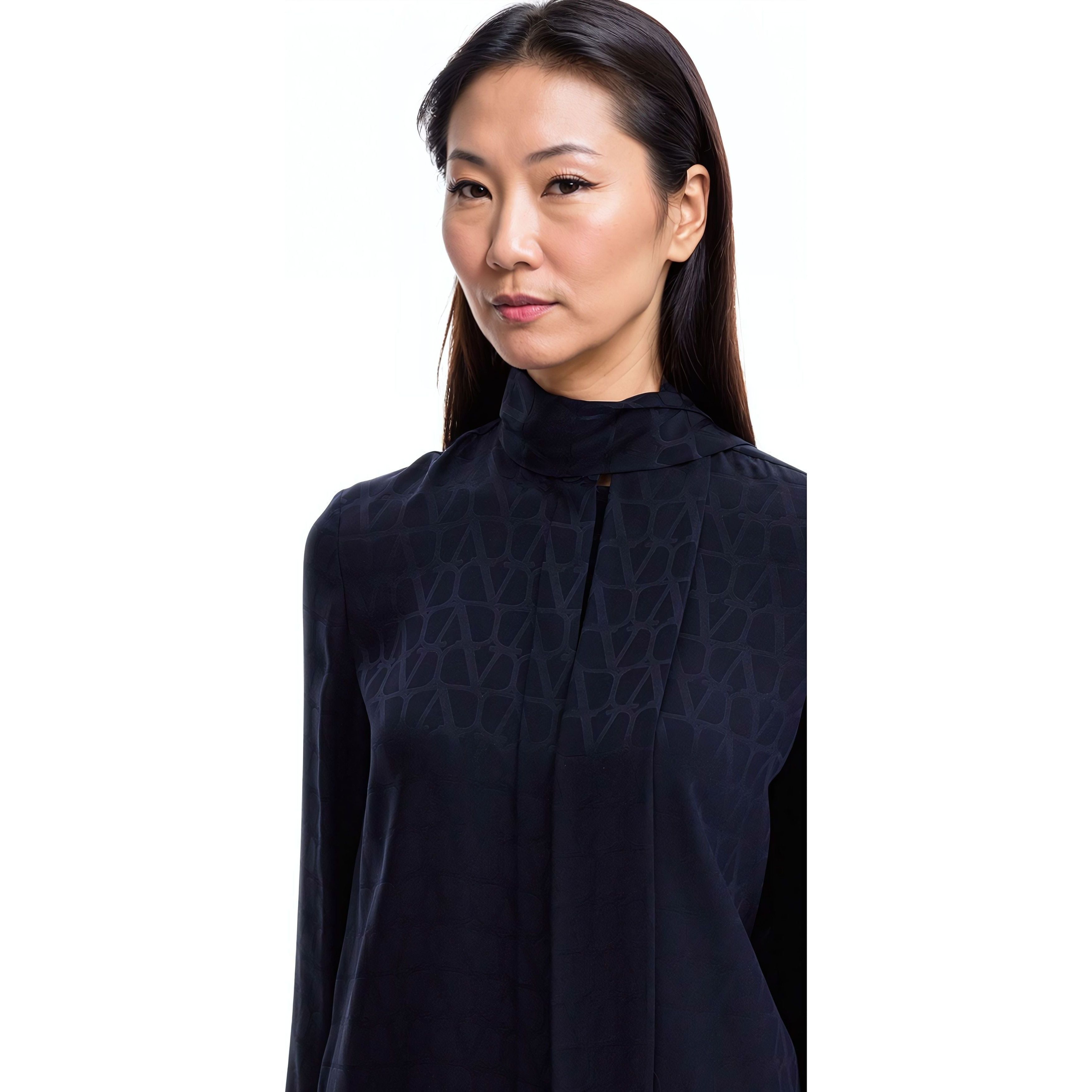 Valentino o1s22i1n0924 Silk Jacquard Toile Iconographe Shirt in Blue Size S / US 4 / IT 40 - 2 Thumbnail
