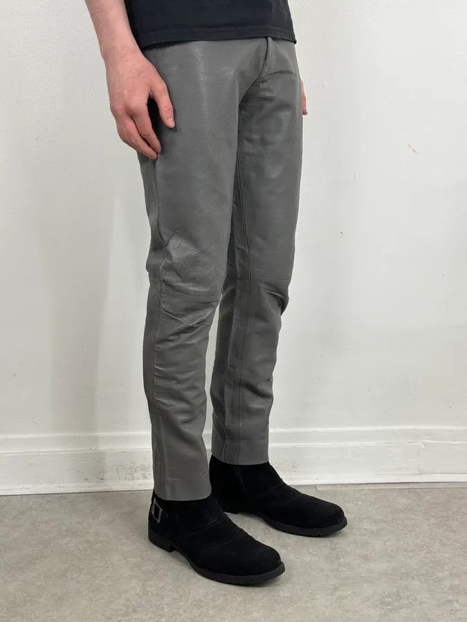 Vintage 1990s Giorgio Armani Grey Leather Pants Size US 39 - 3 Thumbnail