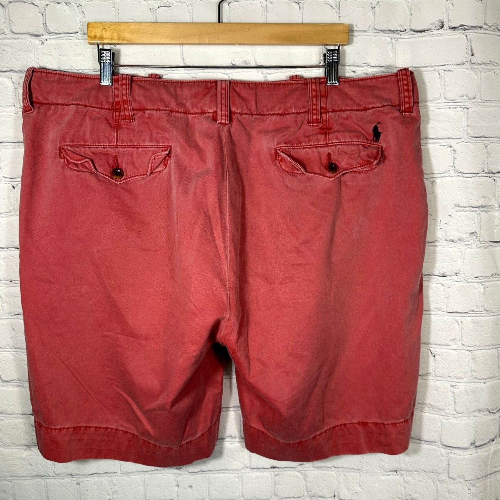 Polo Ralph Lauren Polo Ralph Lauren Shorts Mens 42 Chino Red Cotton Twill Flat Front Classic Casual Zip Pocket Polo Embroidered Logo Sun-washed Vintage Aesthetic Size US XL / EU 56 / 4 - 3 Thumbnail