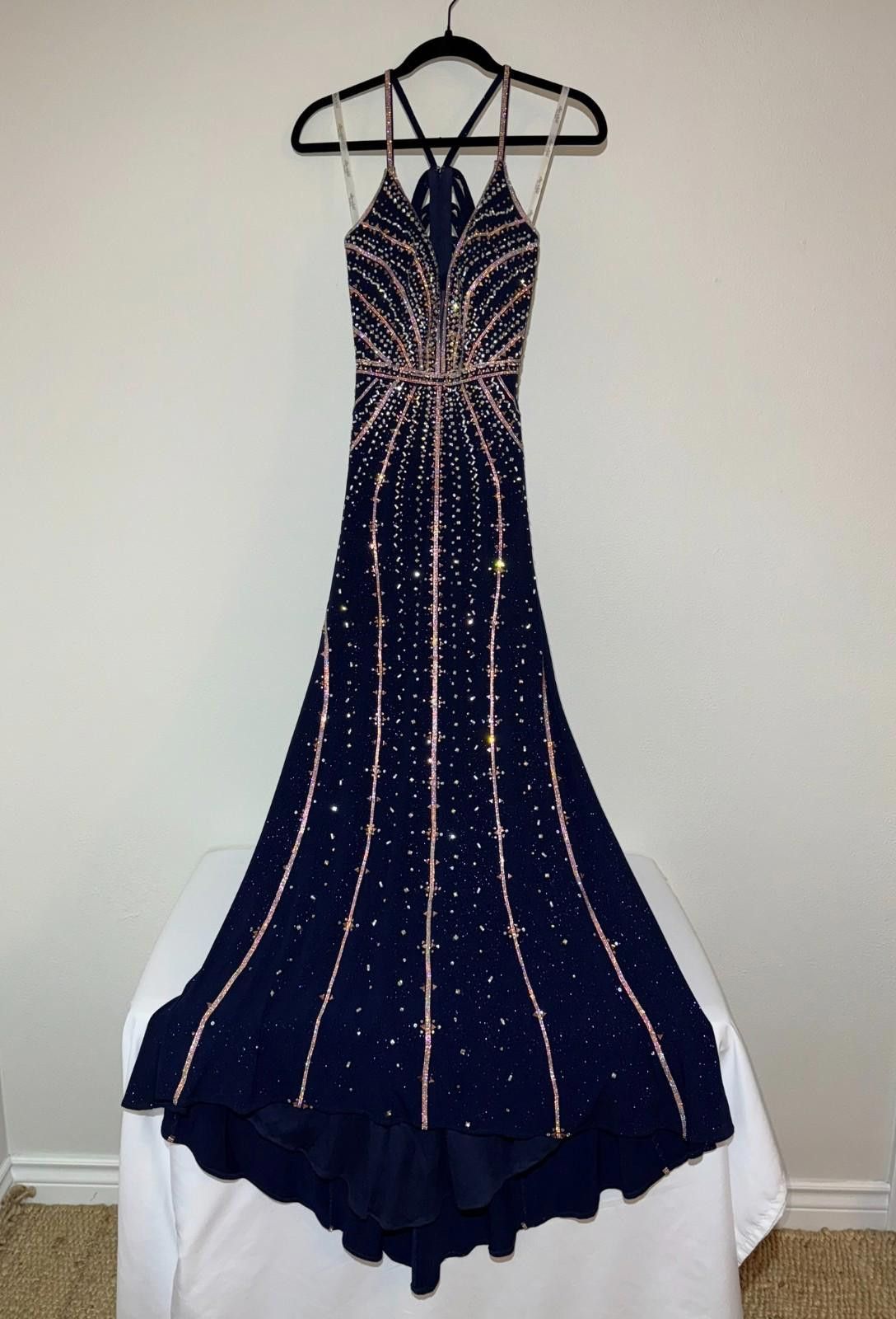 ELLIE WILDE MON CHERI EVENING PROM DRESS FORMAL SIZE 2 BLUE