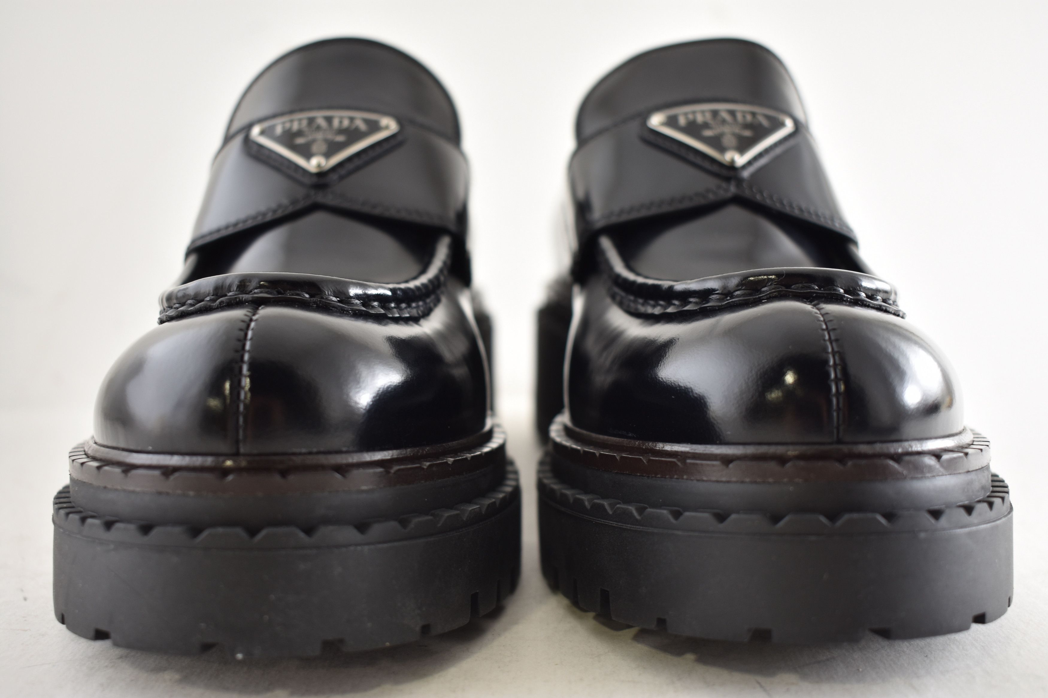 Prada Double Chocolate Leather Platform Loafer Creeper Flat 38.5 Size US 8.5 / IT 38.5 - 7 Thumbnail