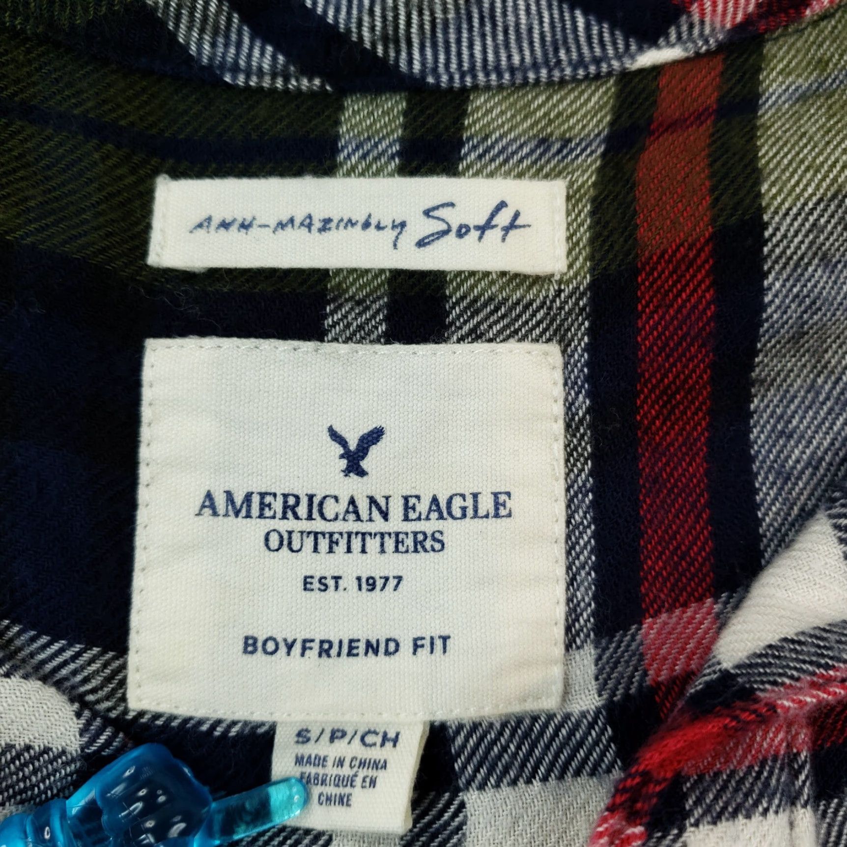 American Eagle Outfitters American Eagle Flannel Shirt Women's Small Green Plaid Long Sleeve Button Up Casual Size S / US 4 / IT 40 - 5 Thumbnail