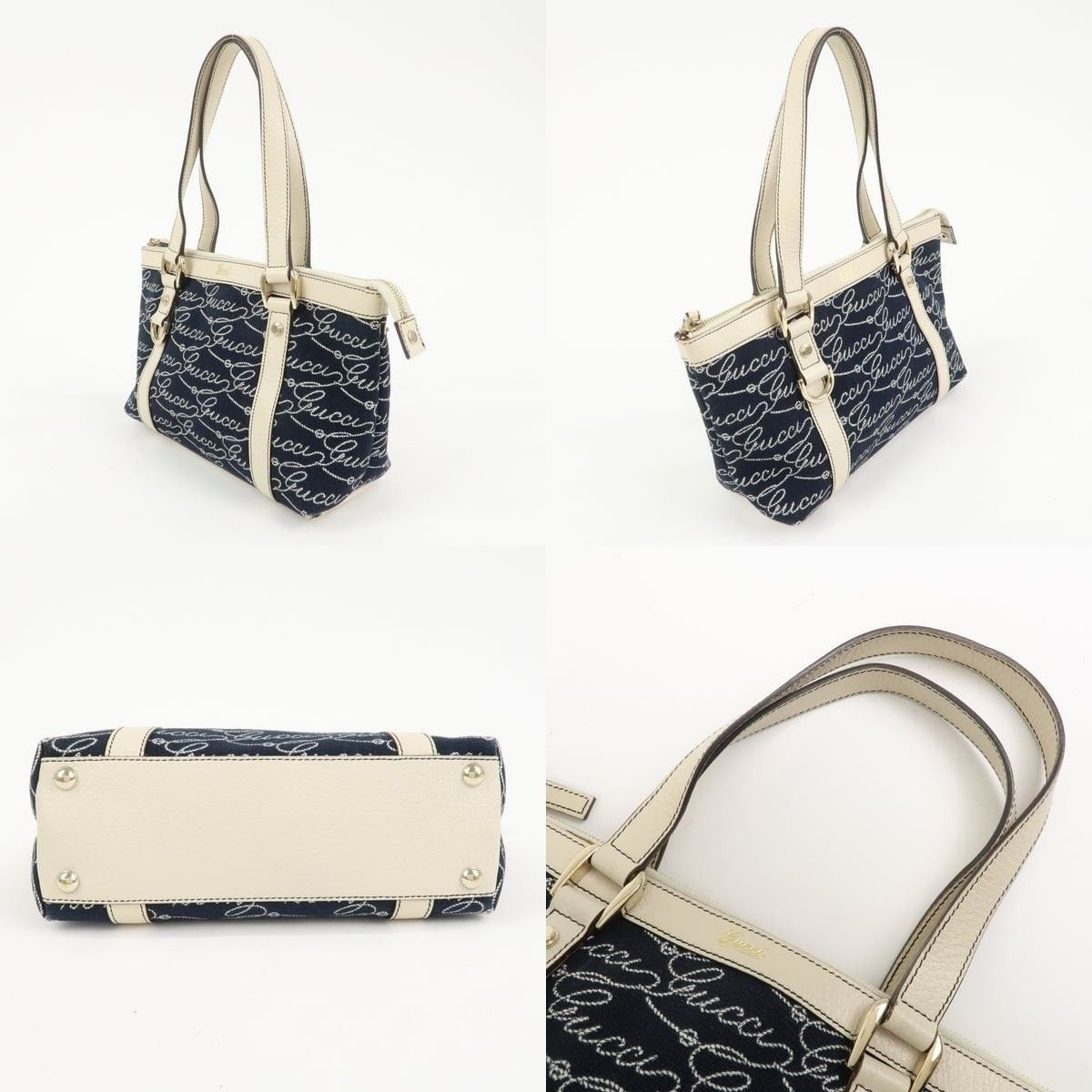 Gucci Gucci Abbey Canvas & Leather Shoulder Bag Navy Size ONE SIZE - 3 Thumbnail