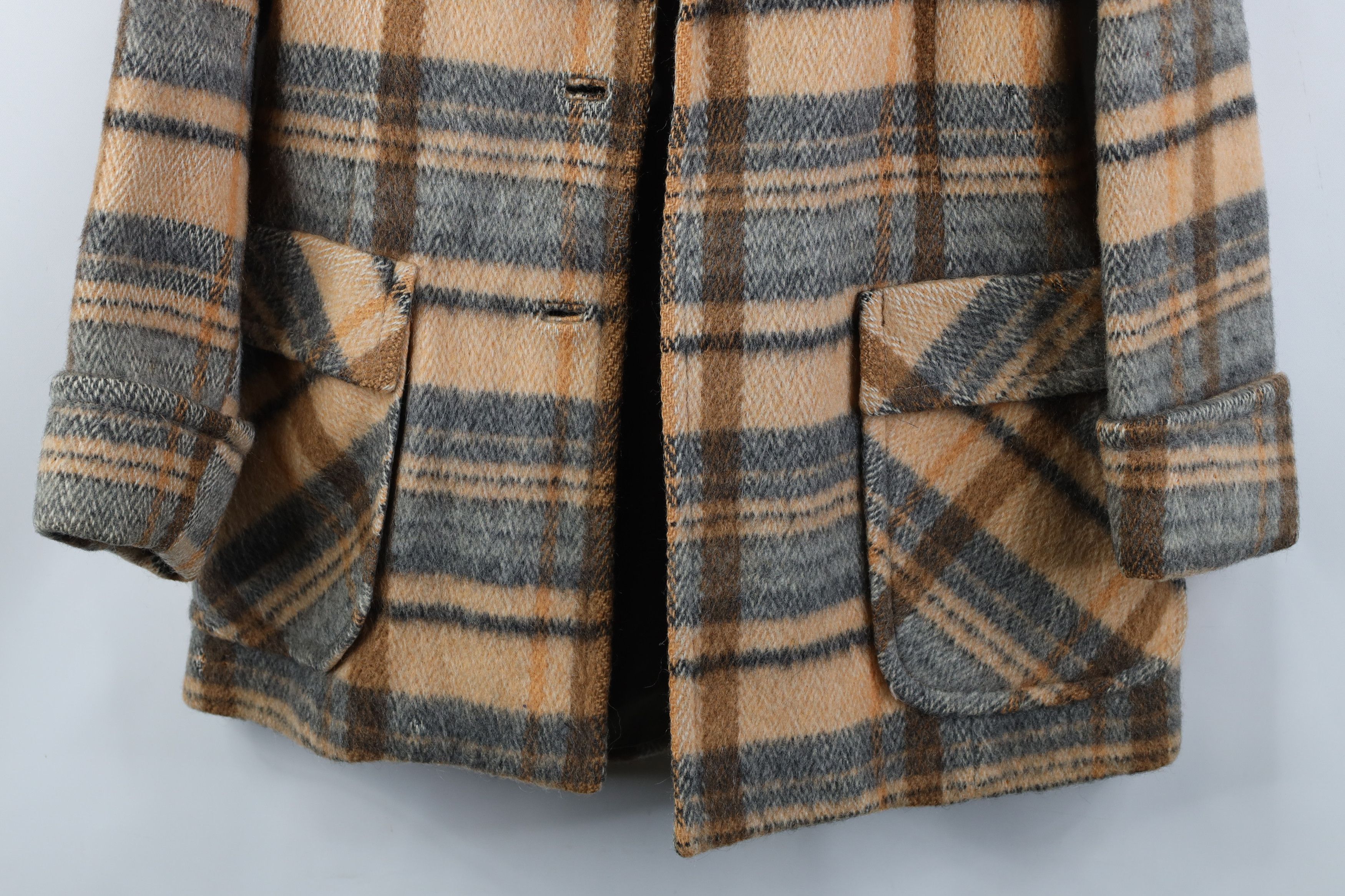 Vintage Vintage 60s 70s Streetwear Wool Collared Jacket Plaid USA Size M / US 6-8 / IT 42-44 - 3 Thumbnail