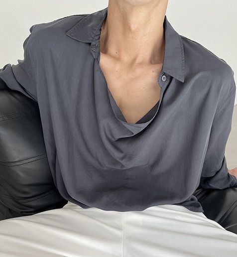 Japanese Brand × Vintage Cleanfit retro fashion wrap collar long sleeve shirt Size US XL / EU 56 / 4 - 3 Thumbnail