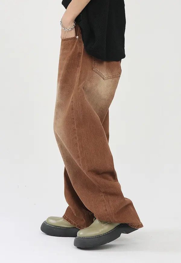 Japanese Brand Rika Vintage Brown Washed Loose Straight Casual Jeans Size US 32 / EU 48 - 4 Thumbnail