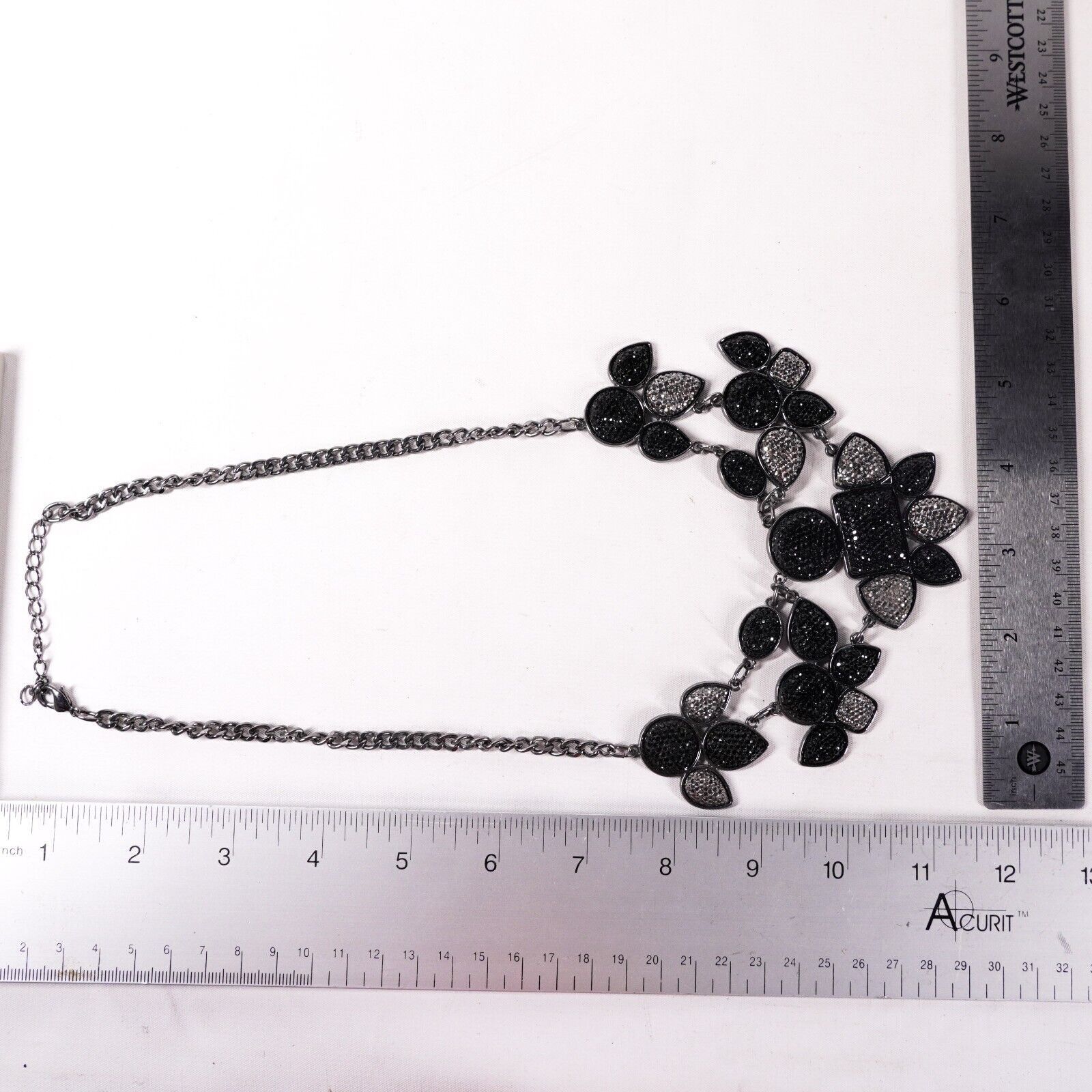 Other 11.5" Black Druzy Silver Metal Chain Necklace Choker Jewelry Size ONE SIZE - 5 Thumbnail