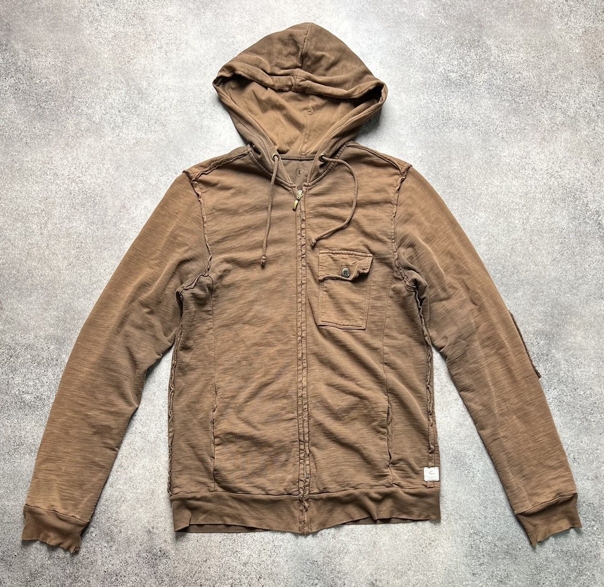 Pre-owned If Six Was Nine X Le Grande Bleu L G B Oliver Rayn Vintage Faded Distressed Zip Hoodie In Brown