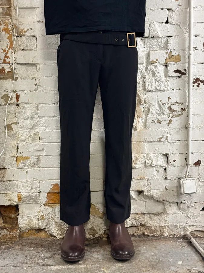Dolce & Gabbana 2000s Dolce & Gabbana Black Classy Bronze Belted Pants Size US 30 / EU 46 - 2 Thumbnail