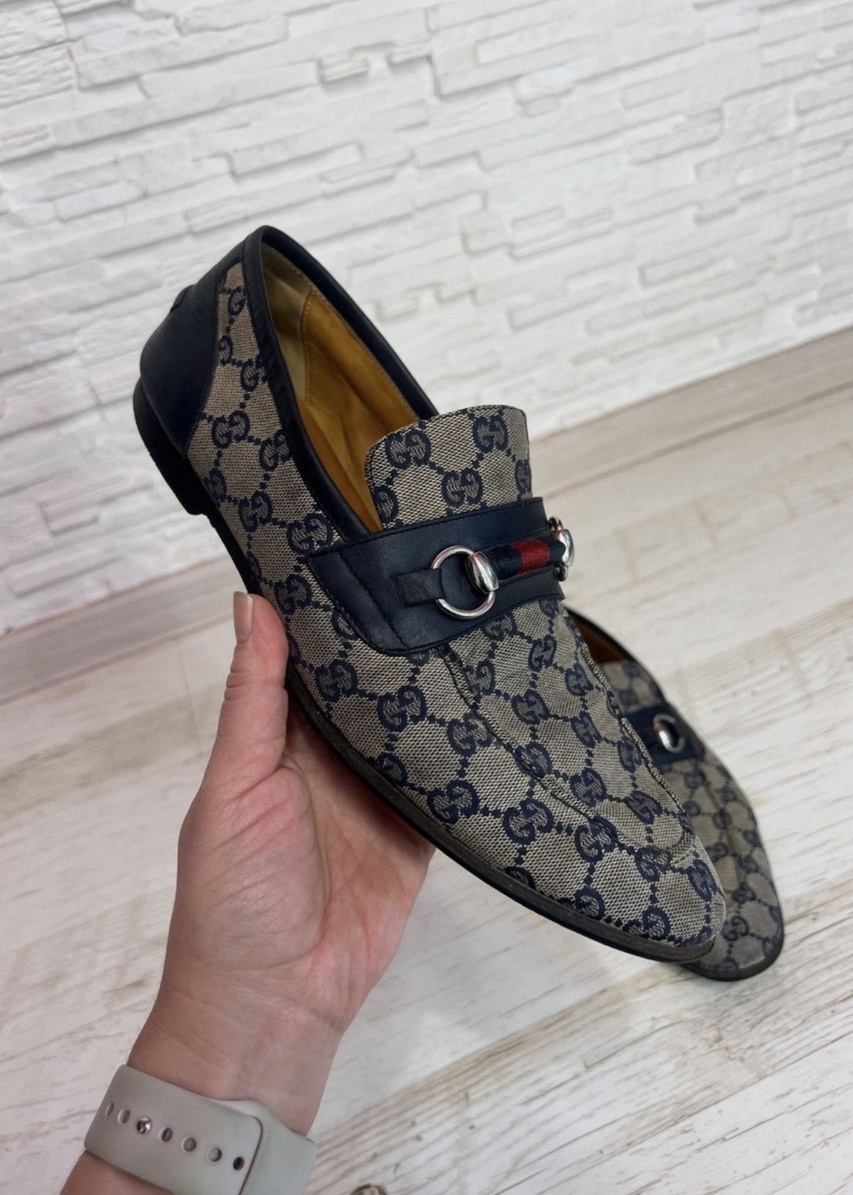 Gucci Gucci canvas GG monogram horsebit jordaan loafers slip on 41 Size US 8 / EU 41 - 8 Thumbnail