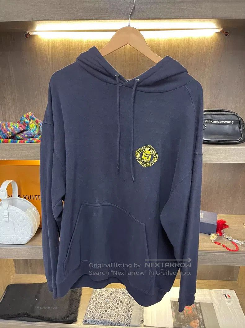 Balenciaga Balenciaga Fleece hoodie, size M, dark blue, with yellow l Size US M / EU 48-50 / 2 - 1 Thumbnail