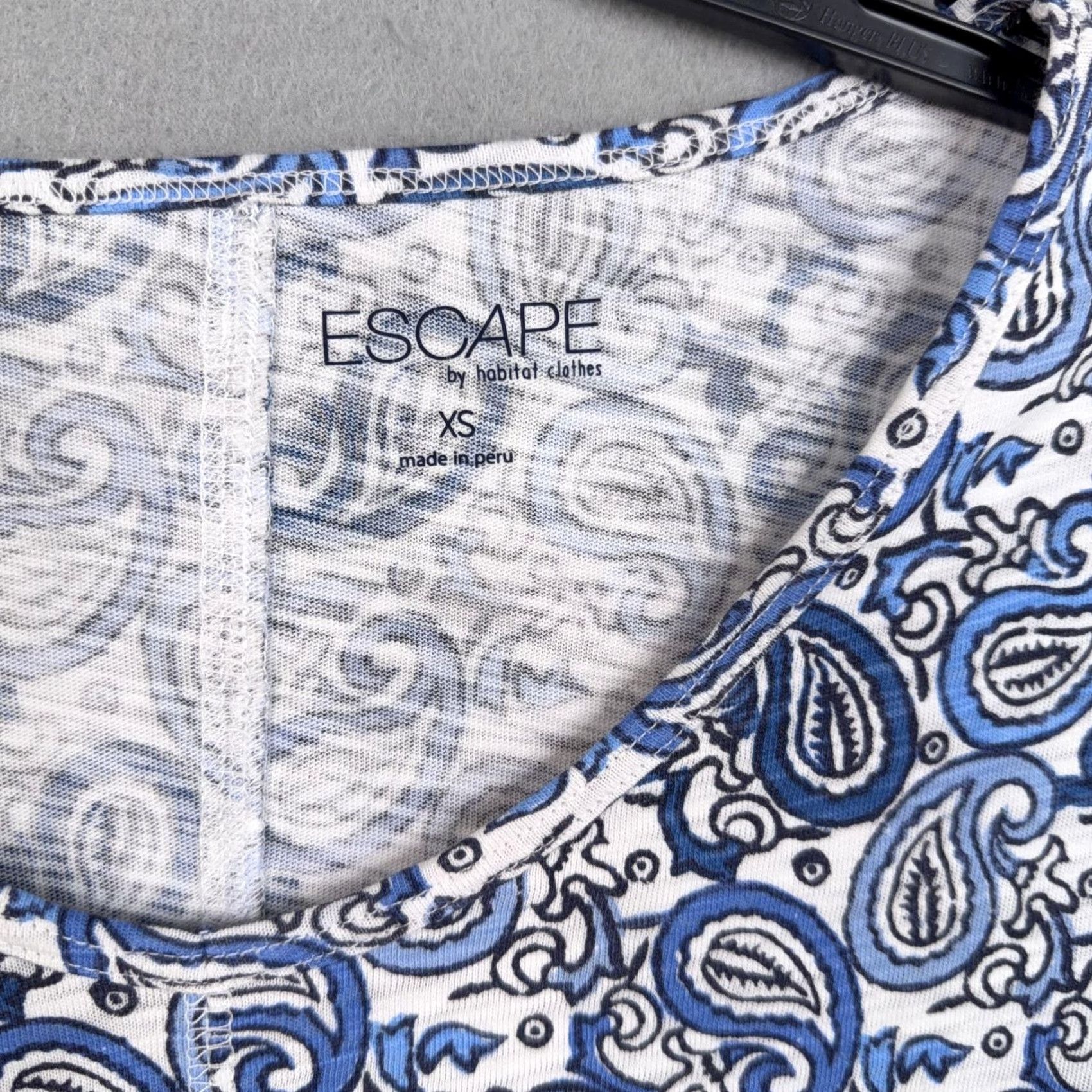 Habitat Escape by Habitat Clothes Shirt Womens XS Blue Paisley Scoop Neck Tunic Top Size XS / US 0-2 / IT 36-38 - 4 Thumbnail