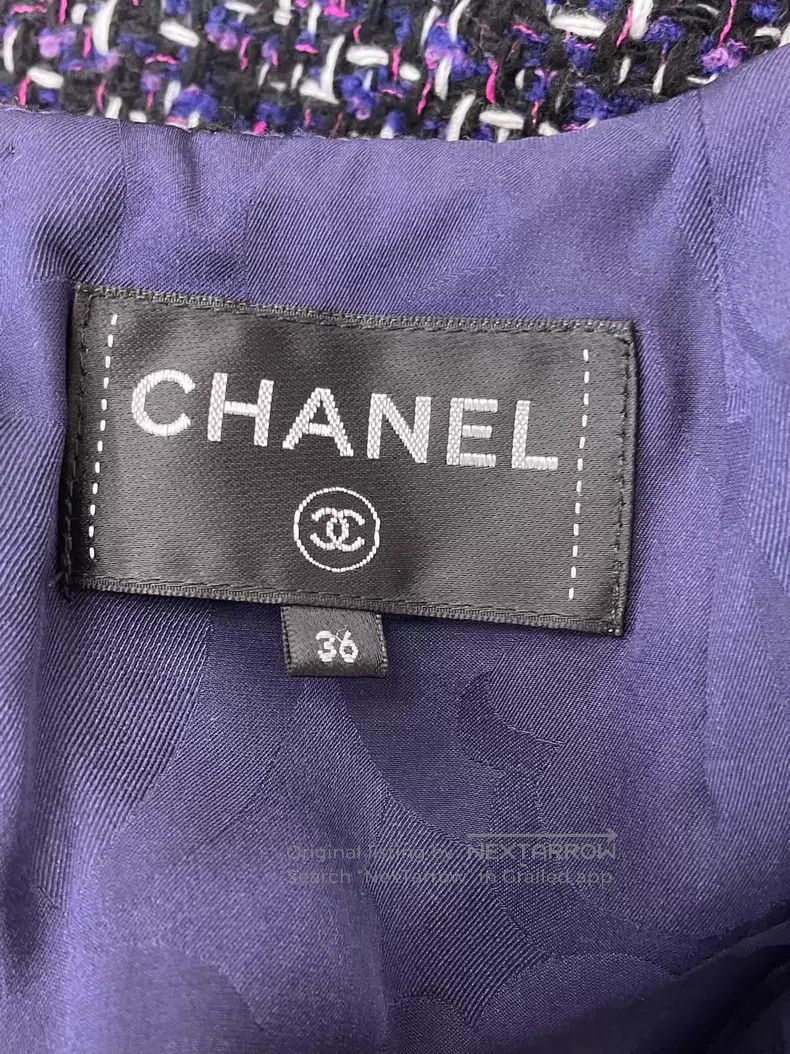Chanel Chanel Blue color-blocked tweed braided backless dress Size XS / US 0-2 / IT 36-38 - 4 Thumbnail