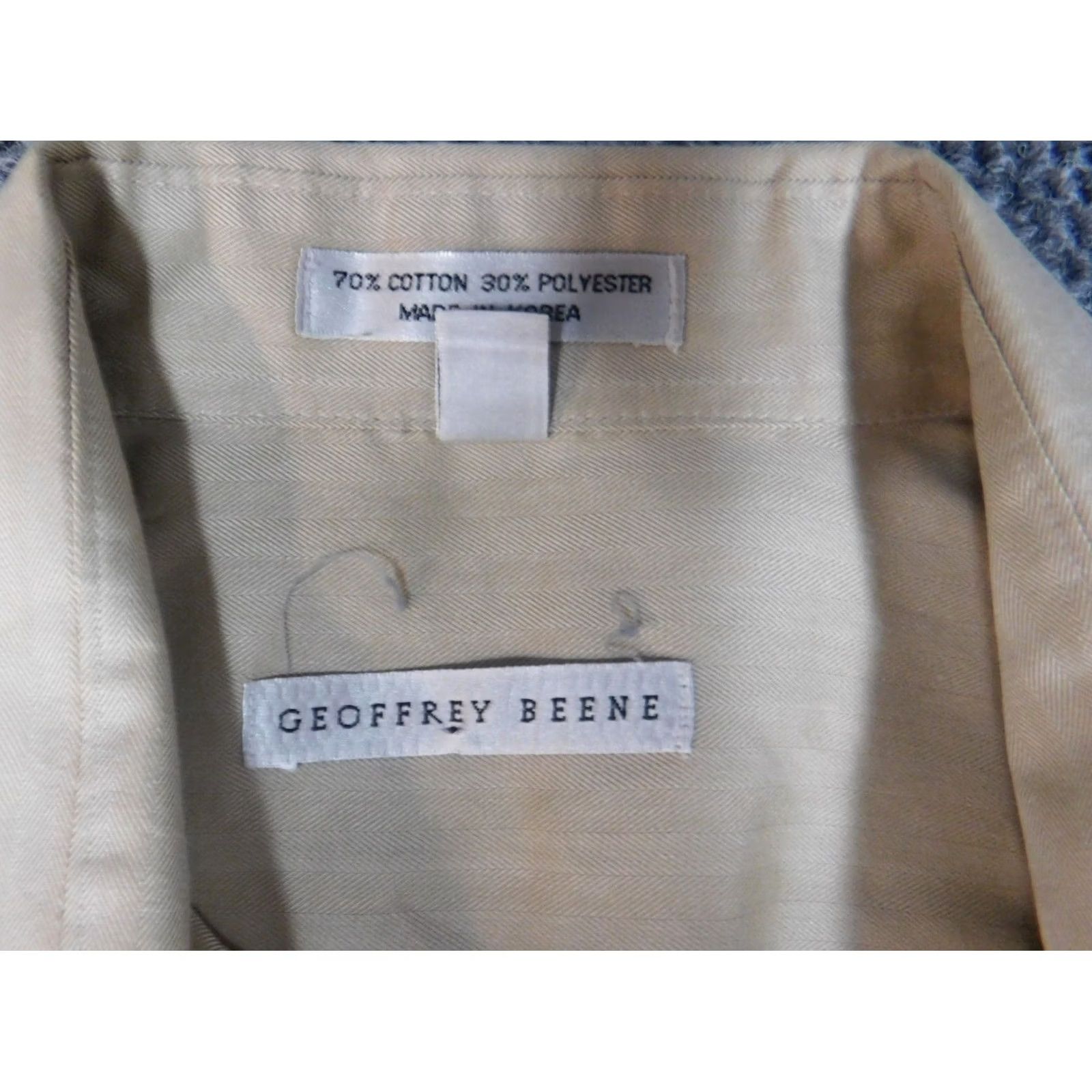 Geoffrey Beene Geoffrey Beene Mens Shirt Medium Beige Button-Down Cotton Knit Long Sleeve Regular Pocketed Button-Up Western Theme Size US M / EU 48-50 / 2 - 7 Thumbnail