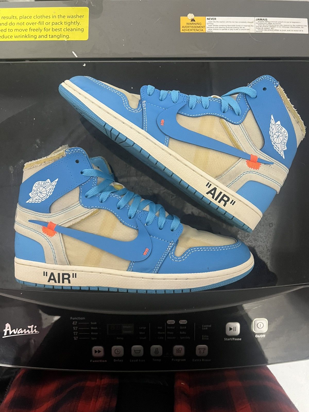 image of Off White Nike Unc Jordan 1 Shoes in University Blue, Men's (Size 10.5)