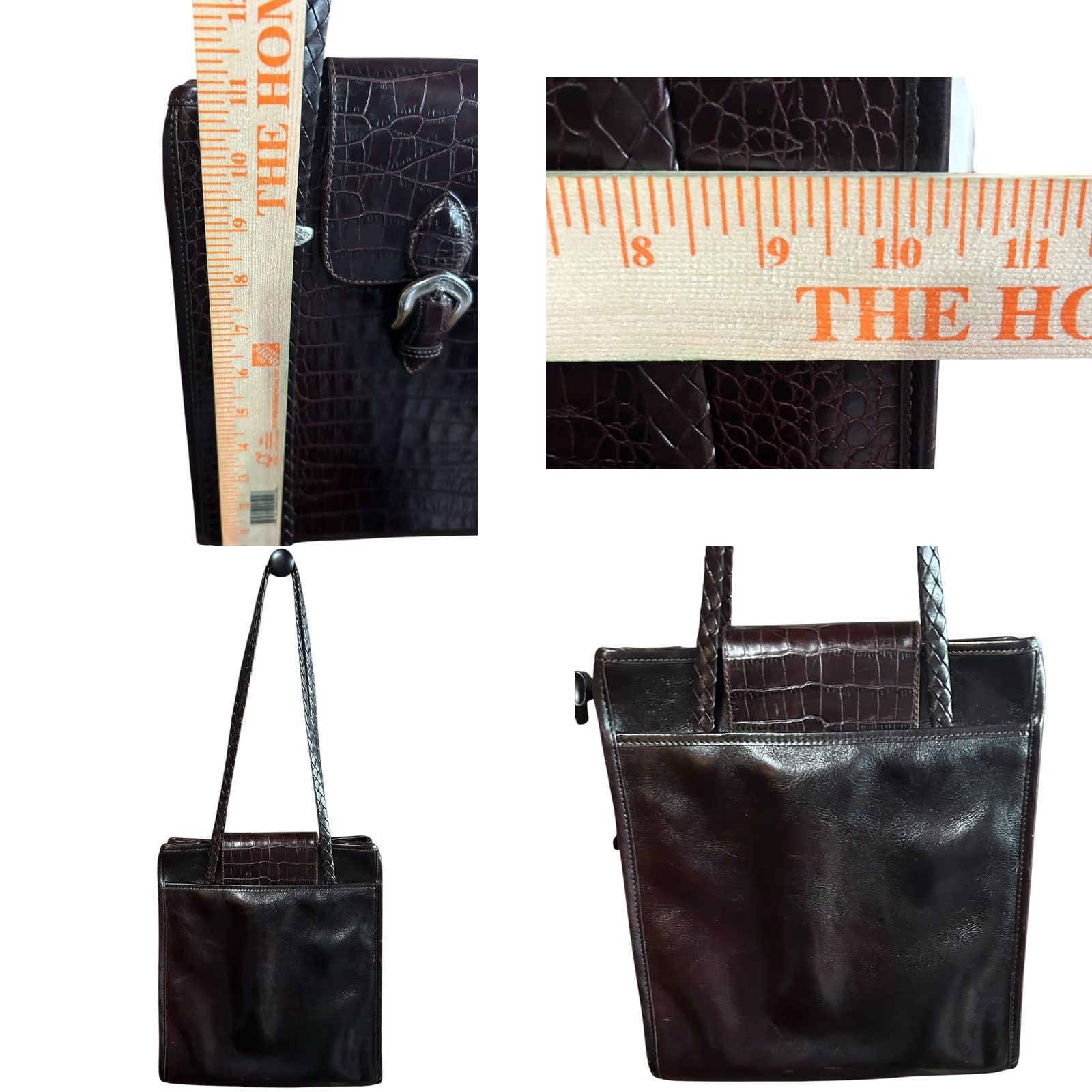 Brighton Brighton Shoulder Bag Womens Brown Leather Croc Embossed Trim 90s Designer Purse Size ONE SIZE - 8 Thumbnail