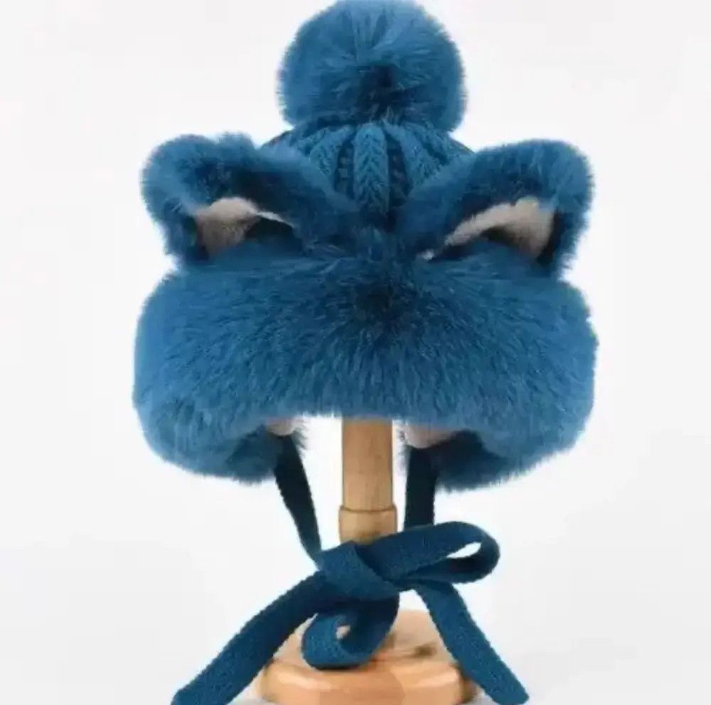 Japanese Brand Blue Cat Ear Protection Hat Size ONE SIZE - 5 Thumbnail