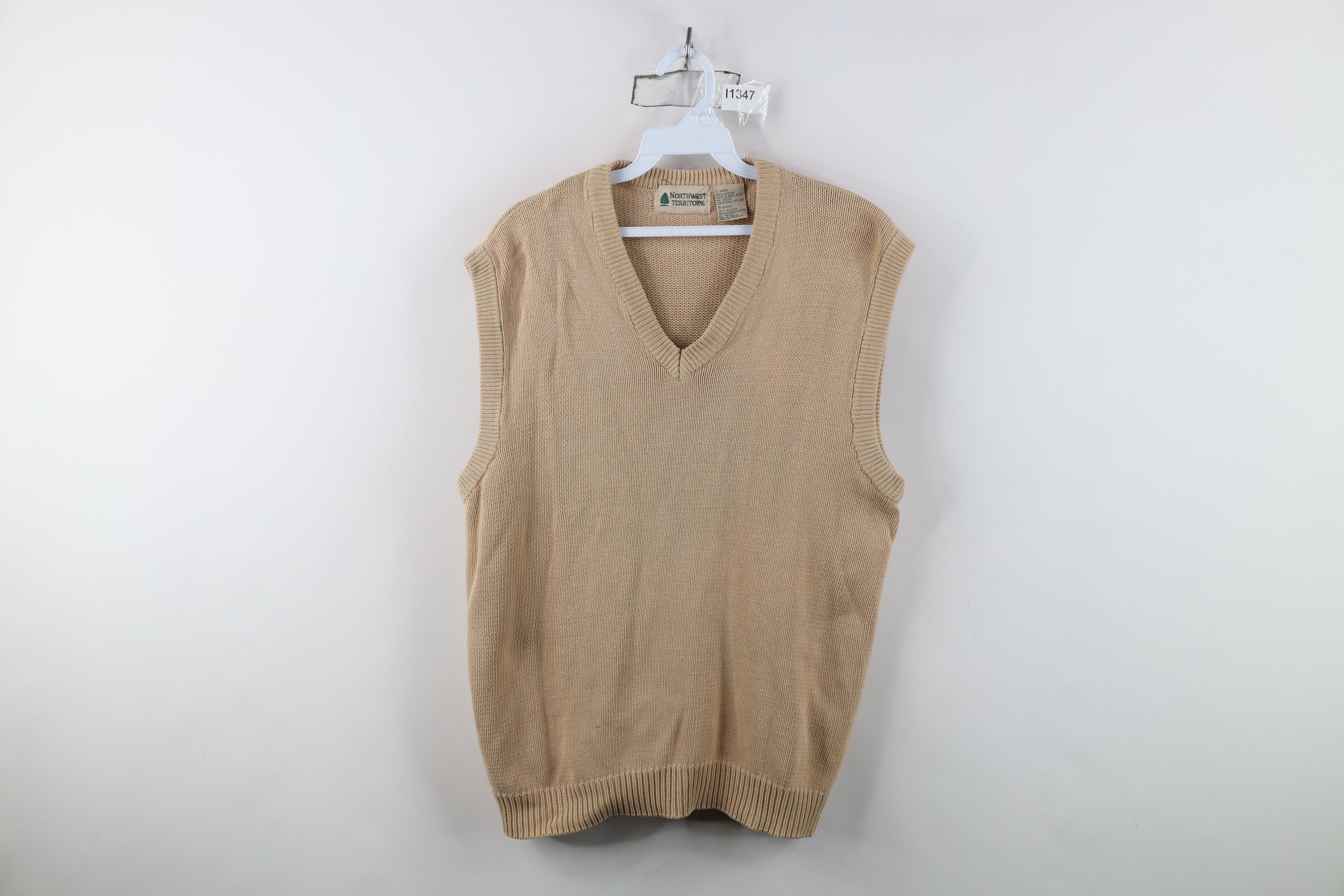 Vintage Vintage 90s Streetwear Blank Cotton Knit V-Neck Sweater Vest Size US L / EU 52-54 / 3 - 1 Thumbnail