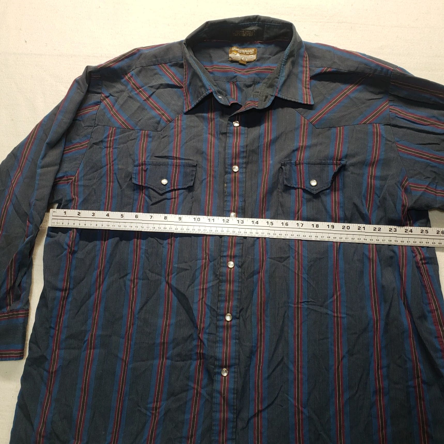 Vintage VINTAGE Plainsman Shirt Black 2X Men Striped Western Pearl Snap Knit Polyester 18-18.5 Easy Care Pockets Size US XXL / EU 58 / 5 - 5 Thumbnail